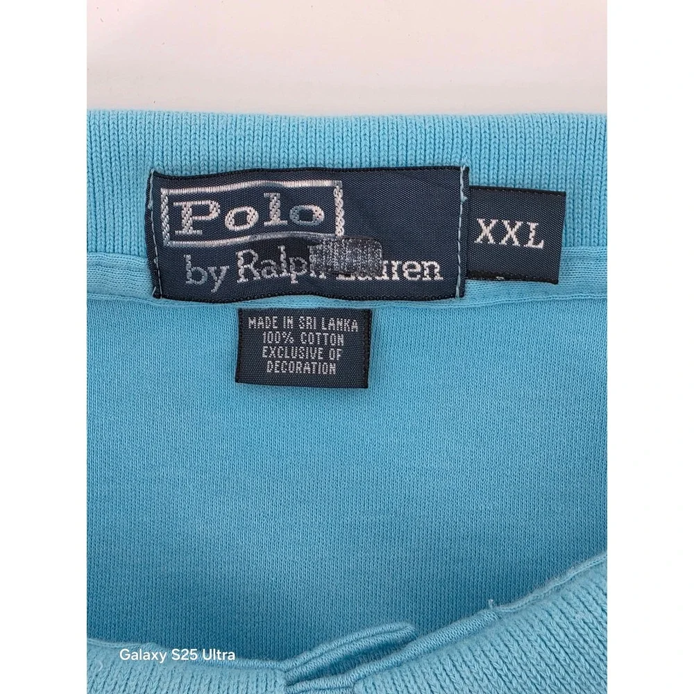 Polo Ralph Lauren Vintage Mens XXL Blue Short Sleeve Cotton Polo Shirt Red Pony